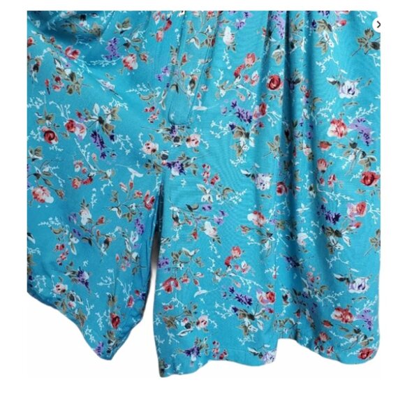 Access Vintage Romper Teal Floral Button Down One Piece Size XL Tall - Picture 4 of 11